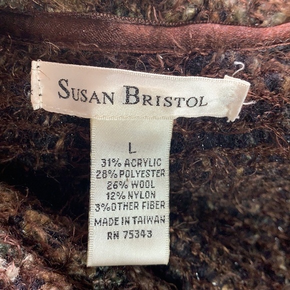Vintage🧚♀️Brown Susan Bristol wool blend knitted cardigan Size L - Picture 8 of 11